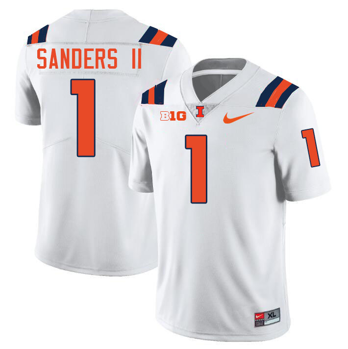 Men #1 Mario Sanders II Illinois Fighting Illini College Football Jerseys Stitched-White